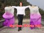 1 pair 1.5m (59") white-purple belly dance silk fan veil