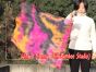 Seda Poi bandera de adoración 81 cm x 64 cm, negro+rosado+naranja