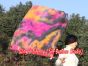 Seda Poi bandera de adoración 81 cm x 64 cm, negro+rosado+naranja