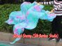 Pareja abanicos seda danza del vientre verde+cyan+rosado Tie-dye 1.8m