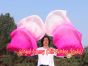 1 pair 1.5m (59") pink fading belly dance silk fan veil