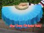 1 Pair white-turquoise/fuchsia short Chinese silk dance fan, 10cm (4") flutter