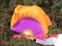 Pareja abanicos cortos de seda violeta-naranja, 30cm seda