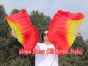 Pareja abanicos cortos de seda amarillo-rojo, 30cm seda