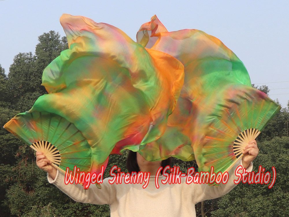 1 pair 1.1m (43") Autumn silk fan veils for kids