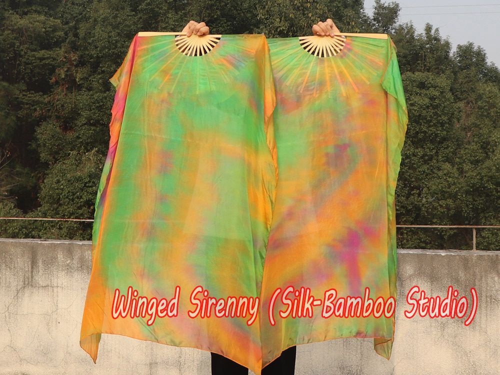 1 pair 1.1m (43") Autumn silk fan veils for kids