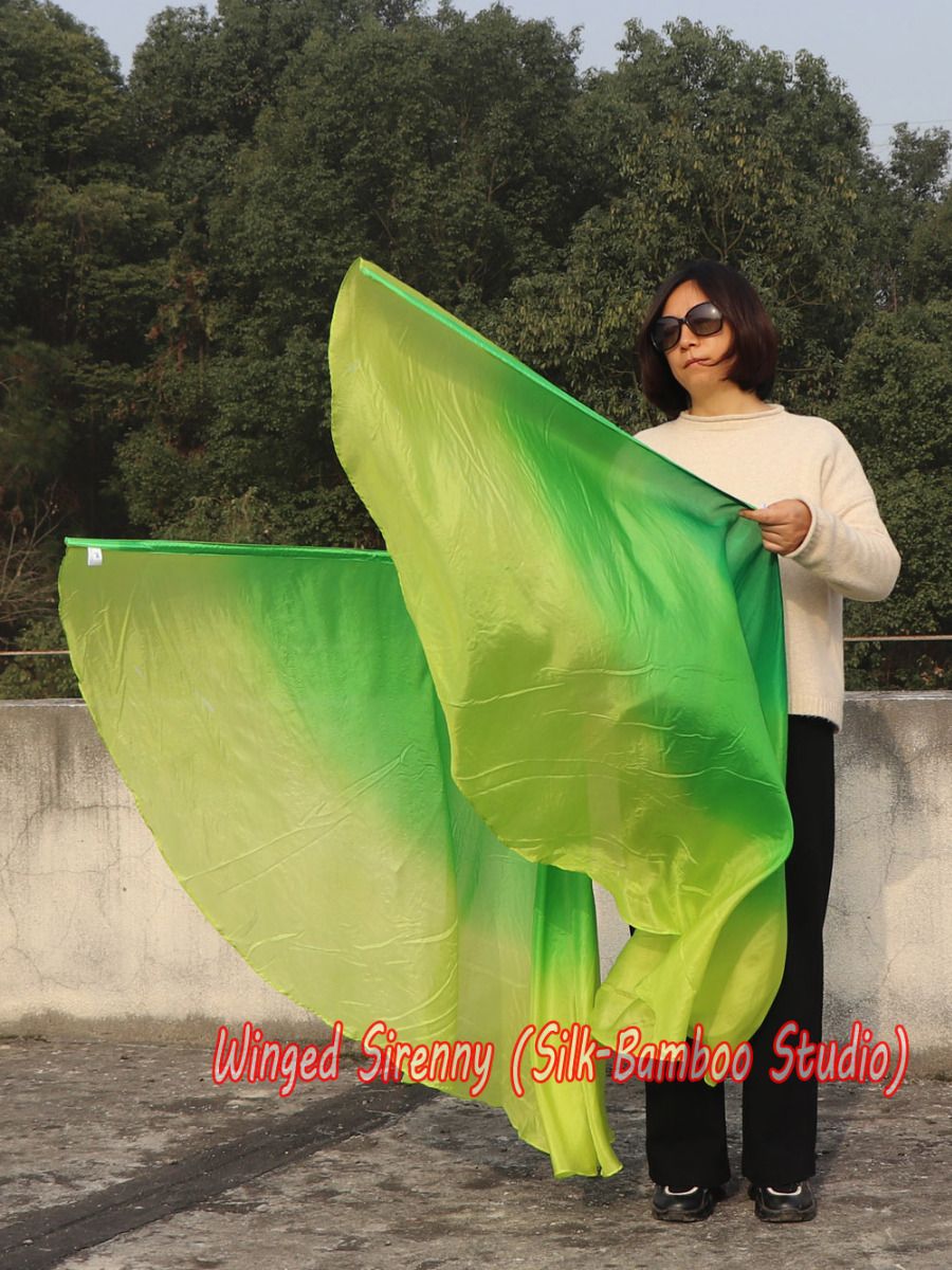 1 pair 180 cm (71") half circle prophetic angel wing silk flags,Emerald