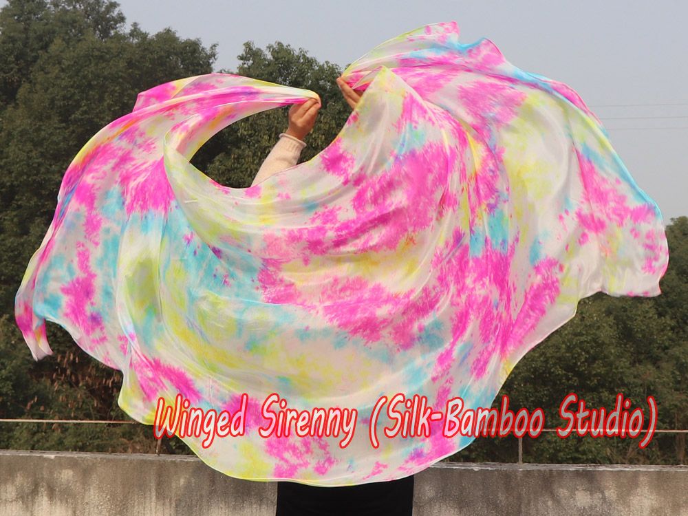 1 piece Flower Feast tie-dye 5 Mommes belly dance silk veil 