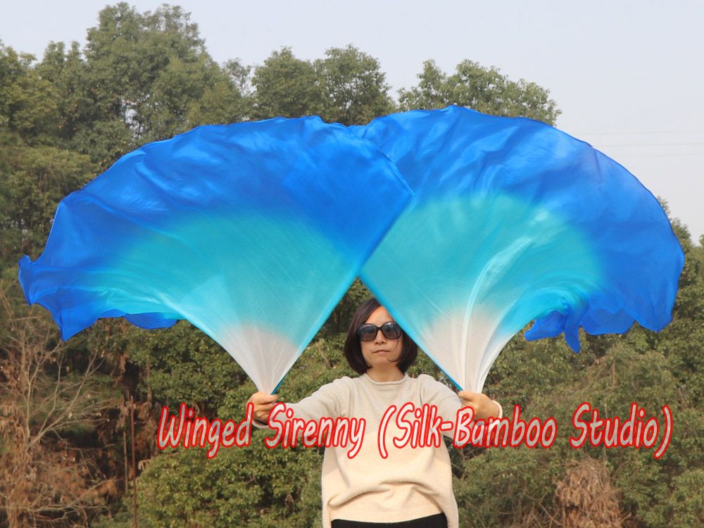 1 pair 180 cm (71") half circle prophetic angel wing silk flags, Grace