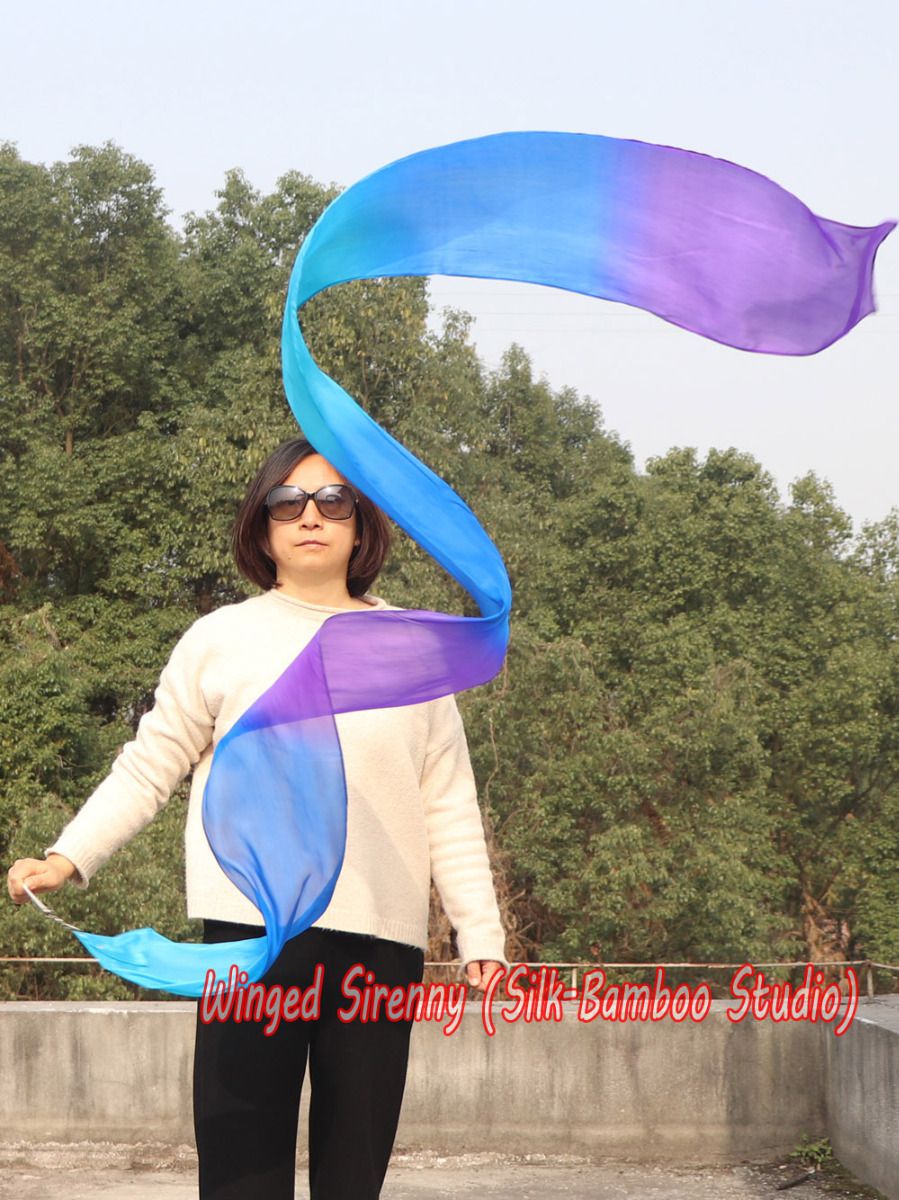 1 piece turquoise blue purple 2.5m (98") silk worship streamer