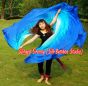 1 PIECE white-turquoise-blue half circle 6 Mommes belly dance silk veil