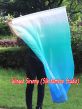 Seda Poi bandera de adoración 129 cm * 88 cm, blanco-verde pavo real-cyan-azul
