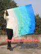 Seda Poi bandera de adoración 103 cm, blanco-verde pavo real-cyan-azul rayas largas