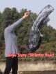 Velo poi de seda para danza del vientre negro+blanco 1.8m*0.9m