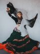 Pareja niños abanicos seda danza del vientre negro-blancoa 1.1m