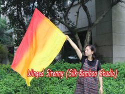 spinning silk flag poi 129cm (51") for Worship & Praise, long side Fire