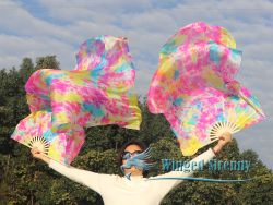 1.5m tie-dye belly dance silk fan veil Flower Feast