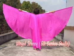 1 pair pink 6 Mommes habotai belly dance silk wing