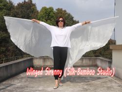 1 pair white 6 Mommes habotai belly dance silk wing