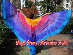 1 pair Iridescence 6 Mommes habotai belly dance silk wing