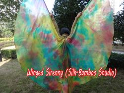 1 pair Spring 6 Mommes habotai belly dance silk wing