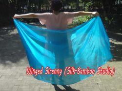 1 PIECE turquoise half circle 6 Mommes belly dance silk veil