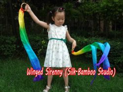 1 piece Rainbow real silk hand kite runner for kids play