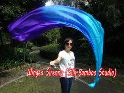 Multi-Color Dance Silk Veil Poi 90x35 Winged Sirenny 1 Piece 2.3mx0.9m 