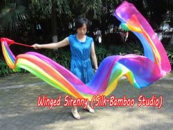 1 piece 4m (4.4 yards) long stripes Rainbow+ worship silk throw streamer