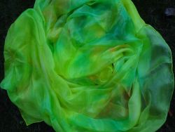 1 piece yellow+green tie-dye 5 Mommes belly dance silk veil 