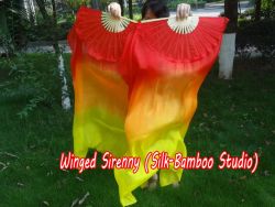 1 pair 1.1m (43") Fire silk fan veils for kids