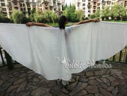1 pair white 8 Mommes habotai belly dance silk wing