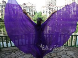 1 pair purple 6 Mommes habotai belly dance silk wing