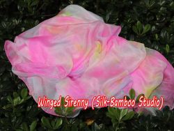 1 piece pastel Rose tie-dye 5 Mommes belly dance silk veil 