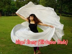 1 PIECE white half circle 8 Mommes belly dance silk veil