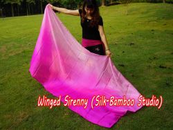 1 piece pink shading 5 Mommes belly dance silk veil 
