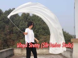 1 Piece white 2.3m (90") dance silk veil poi