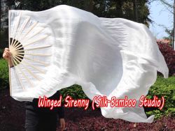 1 Piece right hand 1.8m (71") white belly dance silk fan veil