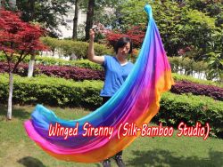 1 Piece long side Iridescence 2.3m (90") dance silk veil poi