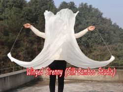1 Piece white 1.8m (71") circular dance silk veil poi