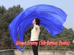 1 Piece blue 2.3m (90") dance silk veil poi