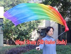 1 Piece Rainbow 1.35m (53") dance silk veil poi