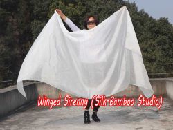 1 piece white 5 Mommes belly dance silk veil 
