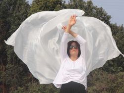White 5 Mommes 2.7m*1.4m (3 yds x 55") belly dance silk veil 