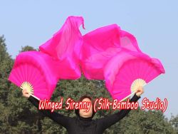 1 pair 1.5m (59") pink belly dance silk fan veil