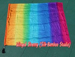 1pc 81cm (32") spinning silk flag poi for Worship & Praise, Rainbow+