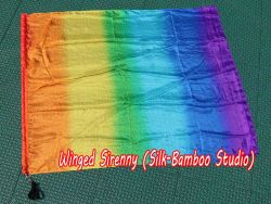 1pc 81cm (32") spinning silk flag poi for Worship & Praise, Rainbow
