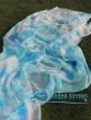 Pareja abanicos seda danza del vientre blanco+azul Tie-dye 1.8m