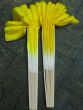 Pareja abanicos cortos de seda blanco-amarillo, 10cm seda