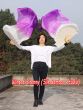 1 pair 1.5m (59") white-purple belly dance silk fan veil